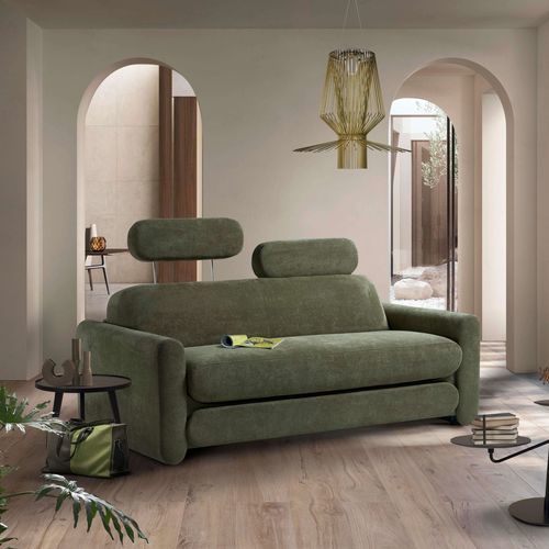 Sofá contemporáneo - Vintage - Vitarelax - de tejido / de cuero / verde