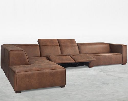 Sofá de esquina - BELGRADE - KARLSSON SEATING LTD. - contemporáneo / de cuero / gris