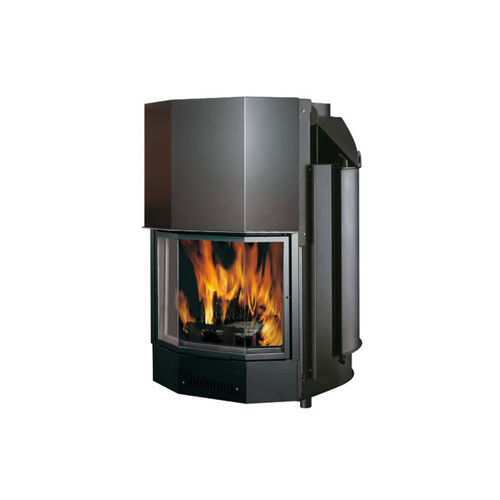 Chimenea caldera insertable de 1 cara - ACQUATONDO 22 PRISMATIC - EDILKAMIN - de leña / de acero / contemporánea