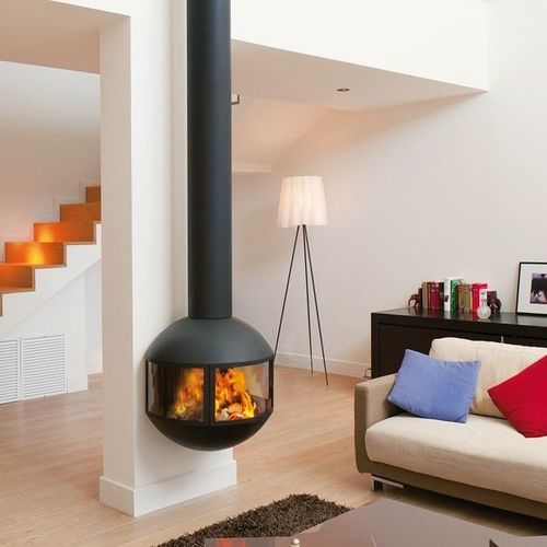 Chimenea de leña - EDOFOCUS 631 - Focus Creation - de pared / de pie / adosada