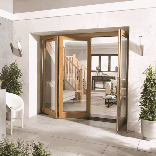 Ventanal corredero - CANBERRA - JELD-WEN - plegable / de roble / con