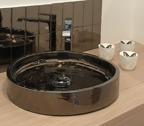 Lavabo sobre mueble - RODONA - TERRES CUITES DE RAUJOLLES - de cerámica / brillante / redondo