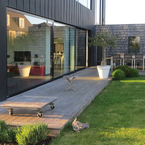 Ventana de aluminio - SOLEAL 55  - TECHNAL - empotrada / fija / con vidrio doble