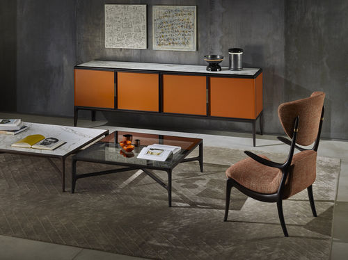 Mesa de centro contemporánea - ODILE - CECCOTTI COLLEZIONI - de vidrio / de mármol / con base de nogal americano