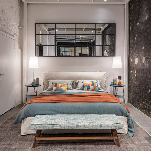 Banco para pie de cama contemporáneo - Gray - GERVASONI - de tejido / de roble / de nogal