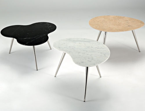 Mesita auxiliar contemporánea - LIVIA - Stone International - de piedra natural / con base de latón / con base de acero inoxidable pulido