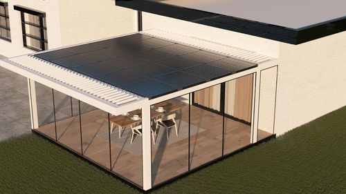 Pérgola fotovoltaico - pergola / tettoia fotovoltaica - Heliostek srl - autoportante / de aluminio / de vidrio