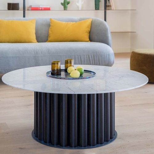 Mesa de centro Art Deco - Rotonde - Epsilon Composite - de mármol / con base de carbono / redonda