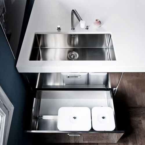 Fregadero bajo encimera - radius 12 VSR - ALPES-INOX - de 1 cubeta / sin escurreplatos / con escurridor
