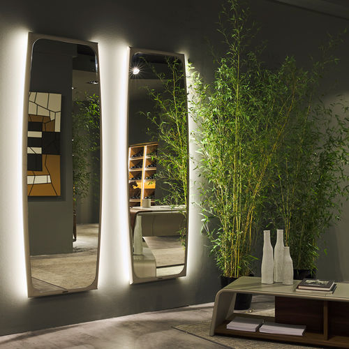Espejo de pared - LAGO - Casa Covre - contemporáneo / rectangular / de cuero