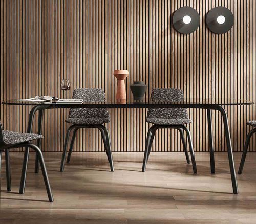 Mesa contemporánea - Osé - LIU JO Living - de vidrio templado / de cerámica / con base de acero termolacado