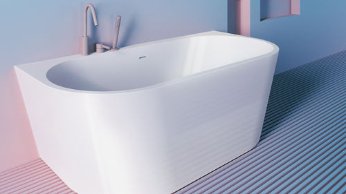 Bañera ovalada - AIDAR BRILLO - ZENON SMART SOLID SURFACE - back to wall / para vivienda / de fibra acrílica