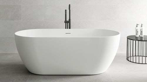 Bañera ovalada - NUKURU MATT - ZENON SMART SOLID SURFACE - en isla / para vivienda / de fibra acrílica