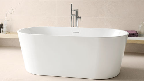 Bañera ovalada - PEYTO SHINE - ZENON SMART SOLID SURFACE - en isla / para vivienda / de fibra acrílica