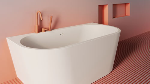 Bañera ovalada - AIDAR MATE - ZENON SMART SOLID SURFACE - back to wall / para vivienda / de fibra acrílica