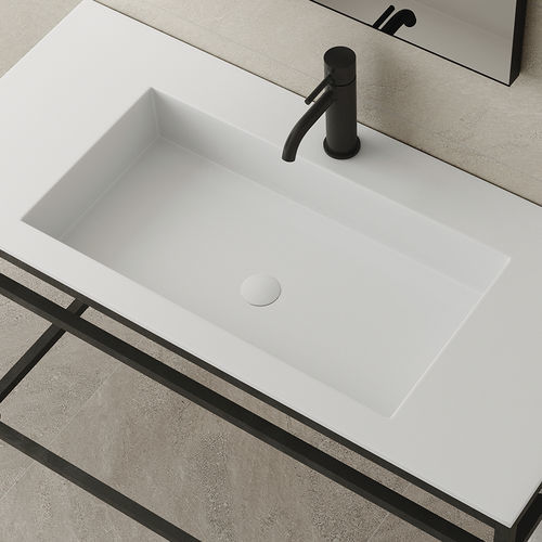 Lavabo integrado - BERLIN - ZENON SMART SOLID SURFACE - de mineral compuesto / con encimera / antibacterias