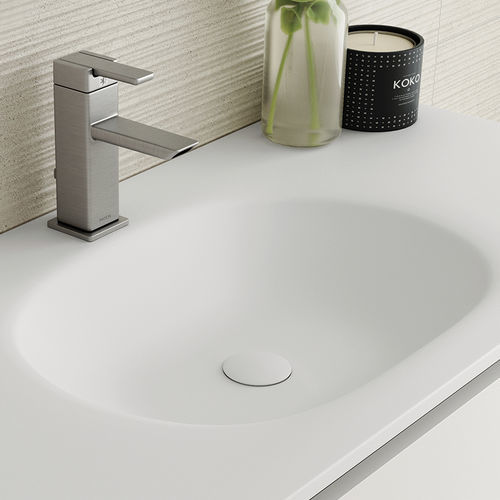 Lavabo integrado - BRUSELAS SENO CURVO - ZENON SMART SOLID SURFACE - de mineral compuesto / con encimera / antibacterias