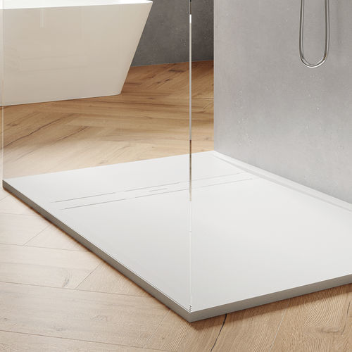 Plato de ducha rectangular - NASSAU - ZENON SMART SOLID SURFACE - montado en la superficie / de mineral compuesto / antideslizante