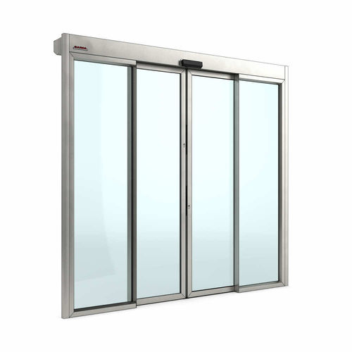 Puerta de entrada - Securlight 327 - Saima Sicurezza SpA - de vidrio / de acero / corredera