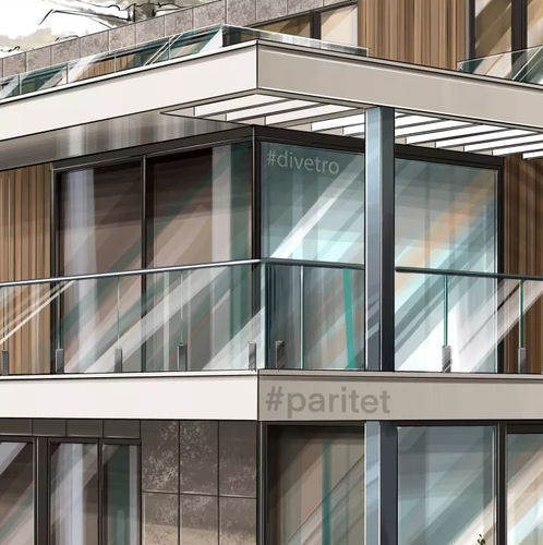 Ventana suelo-techo - PARITET LLC - de vidrio / de metal / corredera