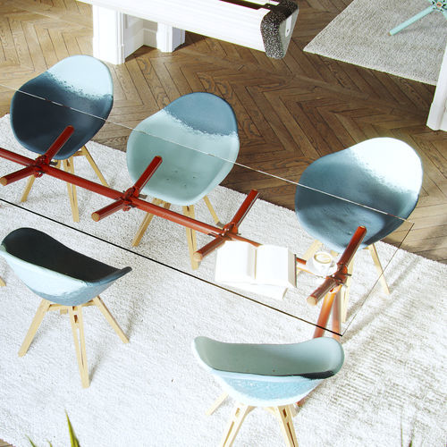 Mesa de reuniones contemporánea - CLAVEX - Maximum Paris - de vidrio / de acero / con base metálica