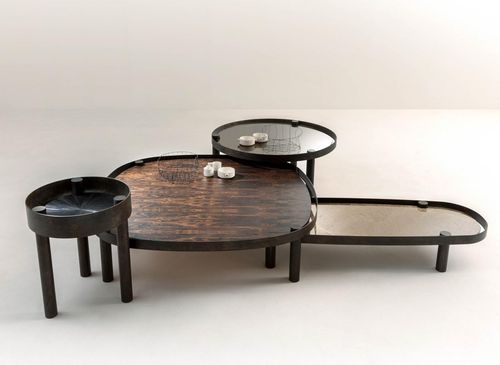 Mesa de centro contemporánea - Tray - LAURAMERONI - de vidrio / de madera / de mármol