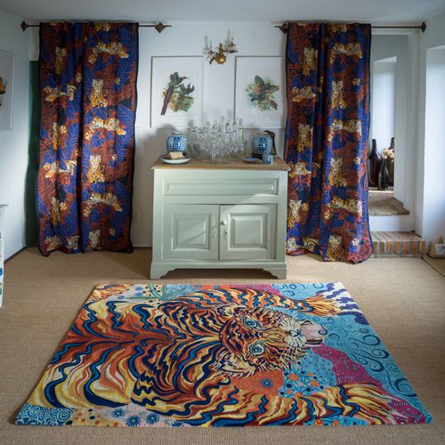 Alfombra clásica - HARIMAU - Fischbacher 1819 - con motivos animales / de lana de Nueva Zelanda / de algodón