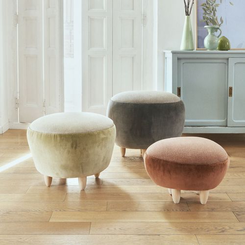 Puf contemporáneo - PEBBLES - GANCEDO - de terciopelo / de lino / de fibra acrílica