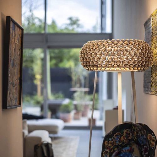 Lámpara de pie - CABOCHE PLUS - FOSCARINI - de metal cromado / de vidrio soplado / de metacrilato