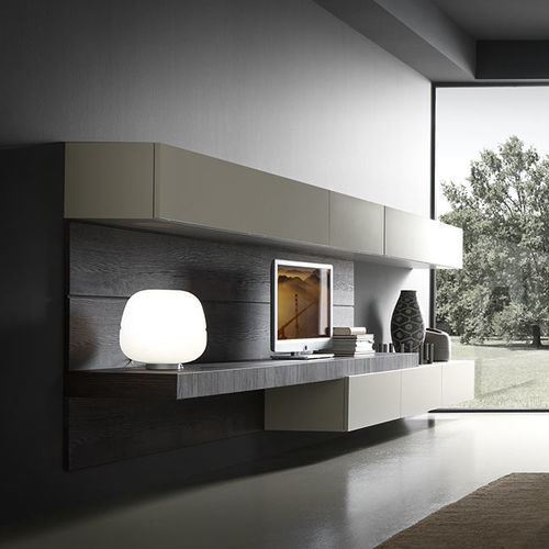 Mueble TV contemporáneo - FACE - MODULNOVA - de madera / con estantes / con cajones