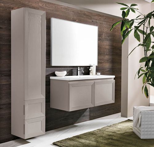 Mueble de lavabo suspendido - CHIARA - EBAN - de madera maciza / de cerámica / contemporáneo