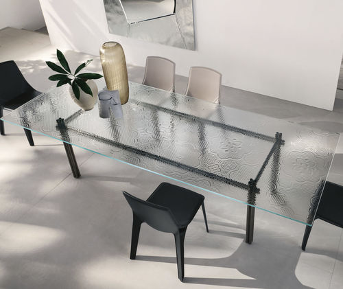 Mesa contemporánea - cristaline - FIAM ITALIA - de vidrio templado / de vidrio ahumado / con base metálica pintada