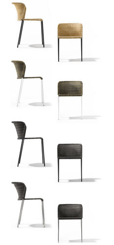 Silla de restaurante contemporánea - SANTA LUCIA - Richard Lampert - de exterior / de ratán / con base de acero