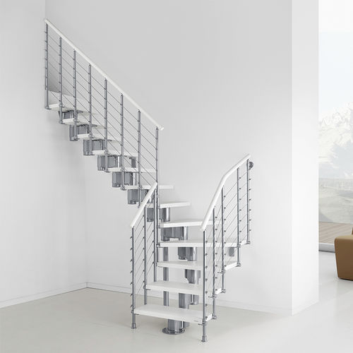 Escalera en L - PIXIMA : LONG LINE LIMITED EDITION - FONTANOT - ALBINI & FONTANOT - con peldaños de madera / con estructura de acero inoxidable / contemporánea