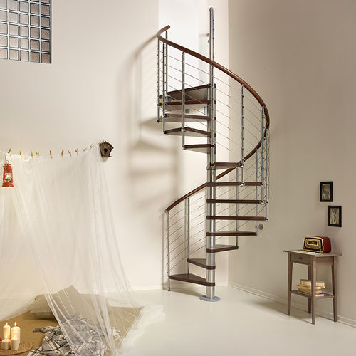 Escalera de caracol - PIXIMA : RING TUBE - FONTANOT - ALBINI & FONTANOT - con peldaños de madera / con estructura de metal / contemporánea