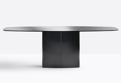 Mesa contemporánea - AERO TAE_220x106 - PEDRALI - de vidrio / de material laminado / con base de acero