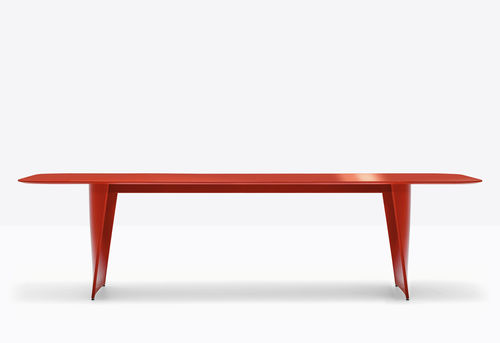 Mesa contemporánea - FRANK - PEDRALI - de MDF lacado / de vidrio / de material laminado