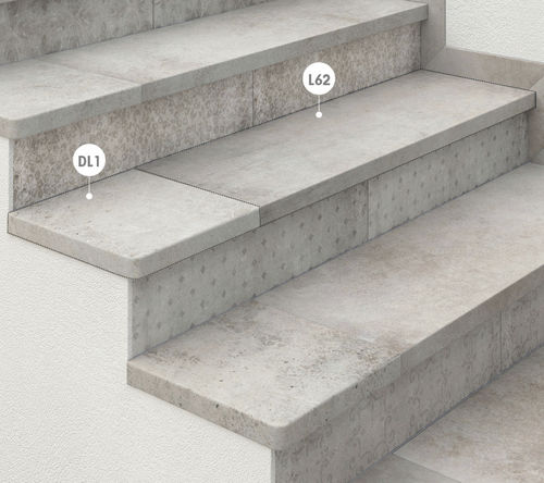 Escalón de gres porcelánico - type L - Rosa Gres - para piscina / antideslizante