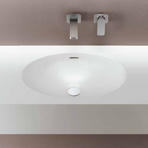 Lavabo integrado - DROP - PLANIT - de Corian® / con encimera / ovalado