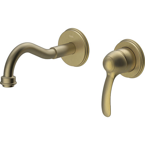 Grifo monomando para lavabo - TRES-CLASIC: 24220001LV - TRES Grifería - de pared / de metal cromado / de baño