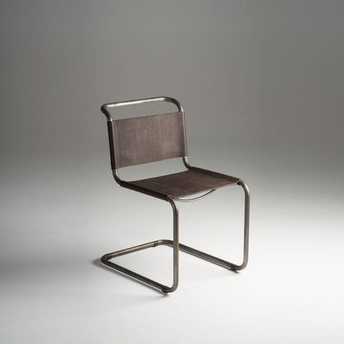 Silla contemporánea - MECCANICA - Mantellassi 1926 - de interior / de cuero / con base de acero