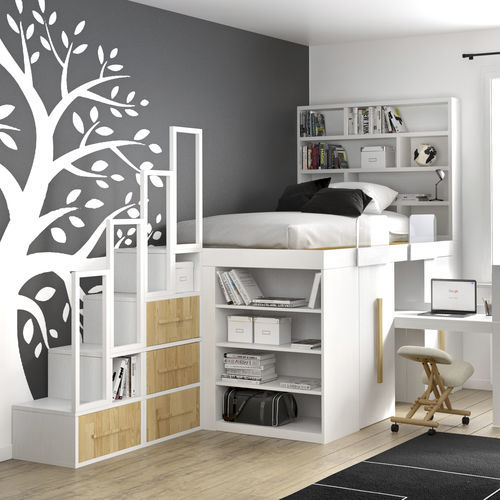 Cama que permite ahorrar espacio - Albero Bianco - Cinius - alta / individual / contemporánea