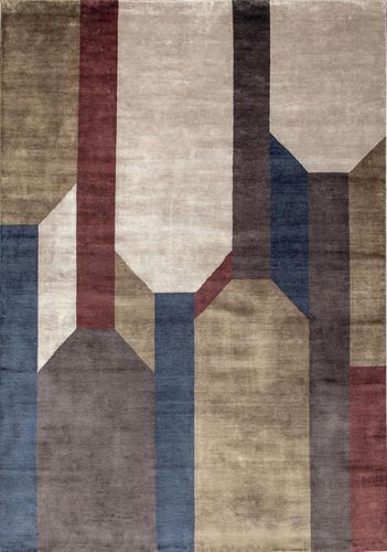 Alfombra contemporánea - BEIGE - Sirecom Tappeti - con motivos geométricos / de fibra de bambú / rectangular
