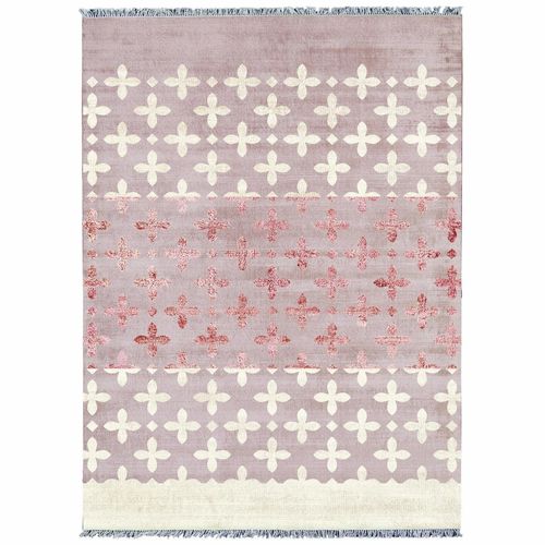 Alfombra tradicional - CLIO PINK - Sirecom Tappeti - con motivos decorativos / de fibra de bambú / rectangular