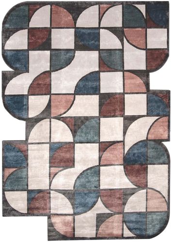 Alfombra contemporánea - SEGNO PIENO MINT - Sirecom Tappeti - con motivos decorativos / de fibra de bambú / de lana de Nueva Zelanda