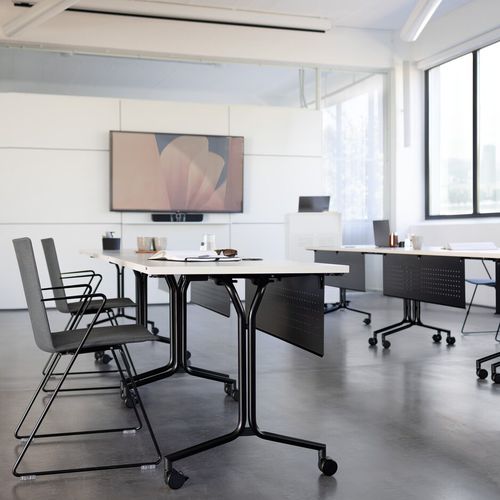 Mesa contemporánea - SPYN - Wiesner Hager - de madera / con base metálica / rectangular