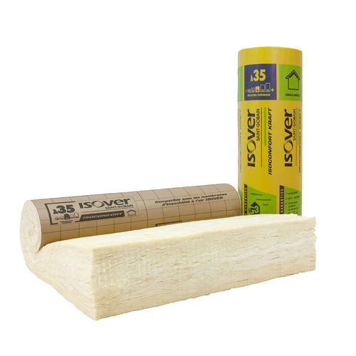 Aislante termoacústico - Isoconfort 35 Revêtu Kraft - ISOVER SAINT-GOBAIN - de lana de vidrio / en rollo / para interior