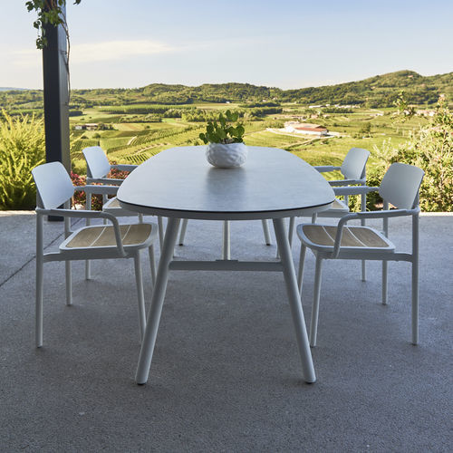 Mesa contemporánea - MANILA - DRIGANI SRL - de cerámica / con base de aluminio / de acero con revestimiento en polvo