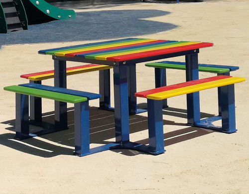 Mesa de pícnic contemporánea - 20808 series - PROCITY - de madera exótica / con base de acero galvanizado / con base de acero pintado