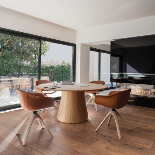 Silla contemporánea - NEXT - Andreu World - de tejido / de cuero / de haya
